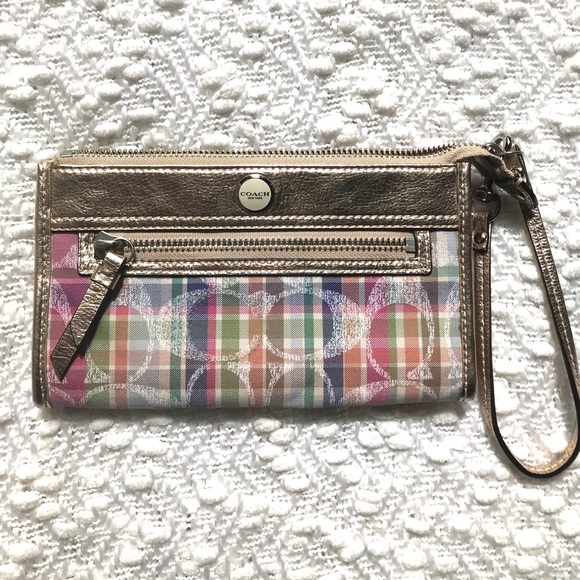 Coach Handbags - Coach Signature Madras  Wristlet Wallet